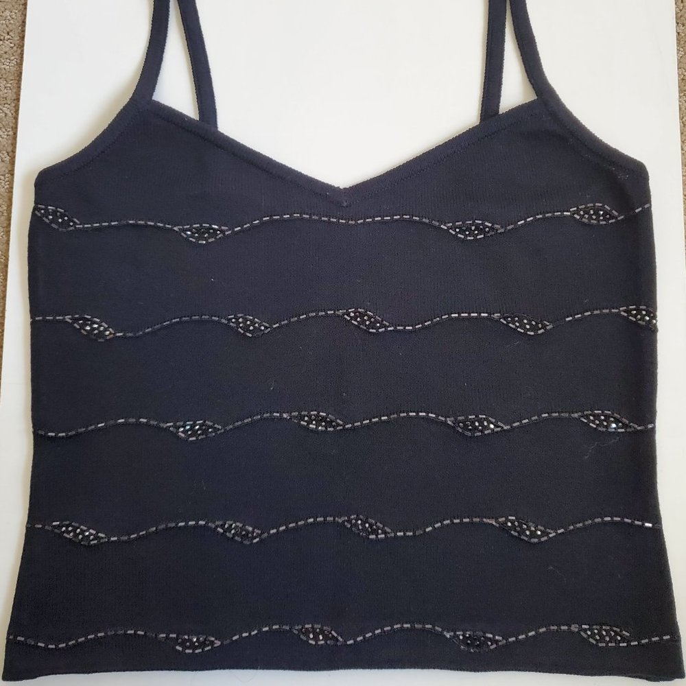 EUC Vintage St. John Tank Shirt beaded beads sparkly evening designer Size P